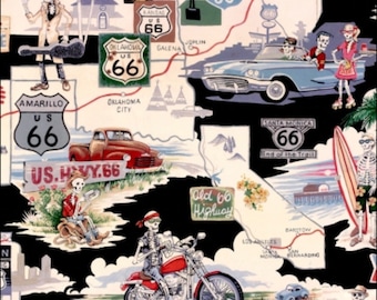 Memories on Route 66 - #66-9056B - by Alexander Henry - 100% Cotton Woven Fabric - Choose Your Cut