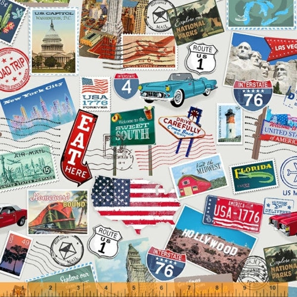 AMERICAN ROAD TRIP - Pattern # 52334-X - Windham Fabrics, 100% Cotton Woven Fabric, Choose Your Cut