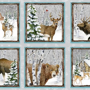 Snowy Woods - 24&#39;&#39; Block Repeat - by Henry Glass - 100% Cotton Woven Fabric