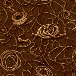 REMNANT 25 Inches - Cattle Drive Ropes Brown – Pattern # 59-5081 - by Oasis Fabrics - 100% Cotton Woven Fabric