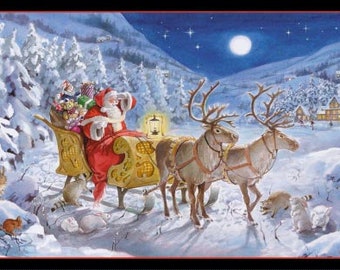 サンタクロースがやってくる - 24インチ x 44インチ そりパネル