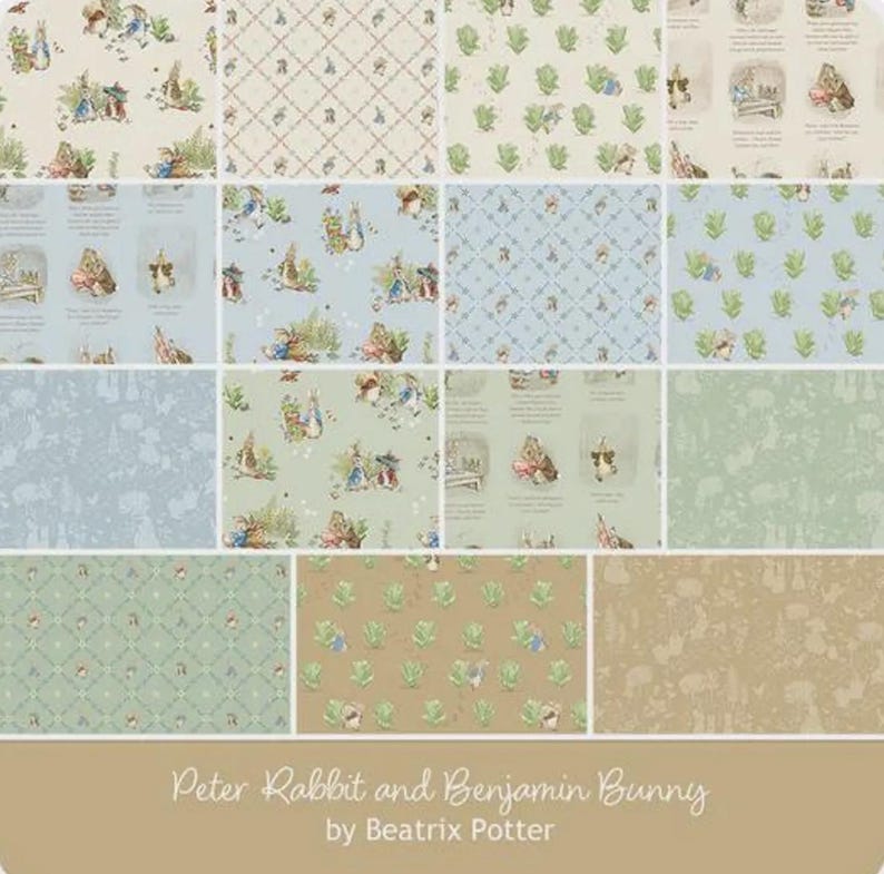 Peter Rabbit and Benjamin Bunny - 42 Strips - Beatrix Potter - Cotton ...