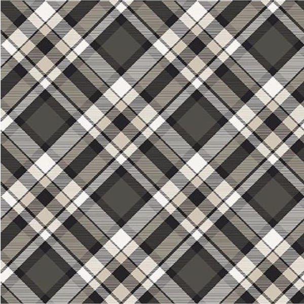 Big Kitties # 1633-49 Black Multi - Bias Plaid - by Henry Glass - 100% Cotton Woven Fabric - Choose Cut