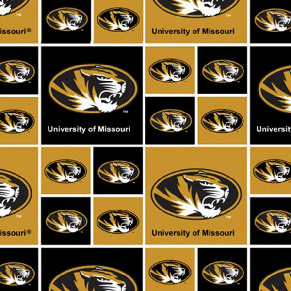 NCAA/Cotton - Missouri Blocks - Sykel Enterprises - Mizzou Tigers - 100% Cotton Woven Fabric, Choose Your Cut