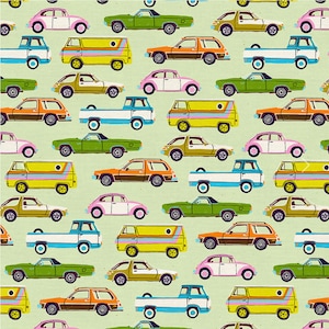 Drivin&#39; down 9 - Traffic Light Green - #12023562 - by Paintbrush Studio - 100% Cotton Woven Fabrics - Choose Your Cut