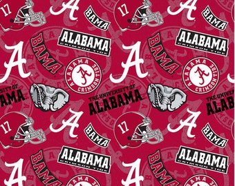 Remnant 21.5 Inches - NCAA/Cotton-Alabama Tone on Tone - Sykel Enterprises - Roll Tide - Alabama Crimson Tide - 100% Cotton Woven Fabric