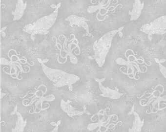 Paradise Bay - #3051 40759 990 - Sea Silhouettes Gray - by Wilmington Prints - 100% Cotton Woven Fabric - Choose Cut