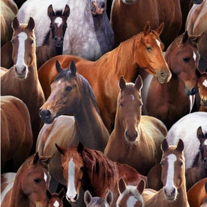 Boerderijdieren #433 Zwart - paarden - door Elizabeth&#39;s Studio - 100% geweven katoen, kies je snit