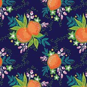 Citrus House - Grove Navy - Pattern # 120-21873- by Paintbrush Studio - 100% Cotton Woven Fabric - Choose Your Cut