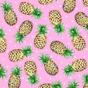 Surfside - #D6-A Pink - Pineapples - by Freckle & Lollie - 100% Cotton Woven Fabric - Choose Your Cut