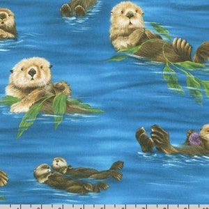 The Last Frontier - Otters in Water - #SRKD-6745-268 Nature - by Robert Kaufman - 100% Cotton Woven Fabric - Choose Your Cut