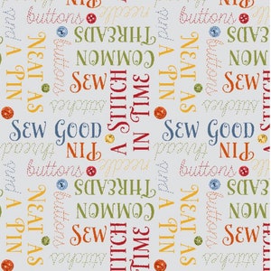 Common Threads - #3061 21758 903 - Words All Over Light Gray - by Wilmington Prints - 100% Cotton Woven Fabric - Choose Your Cut