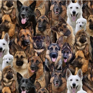Best Friend 665 Multi - German Shepards - door Elizabeth&#39;s Studio - 100% geweven katoen - Kies je snit
