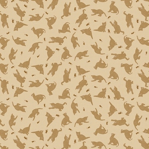 Purrection - Kätzchen - Y3974-60 Dark Butter - von Clothworks - 100% Baumwolle Webstoff, Schnitt wählbar
