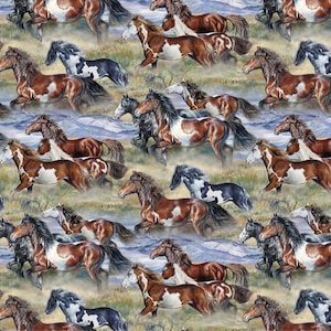 Wild and Free - Horses - Pattern #DP27602-72 - by Northcott - 100% Cotton Woven Fabric - Choose Cut
