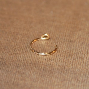 14k Gold Filled Fake Nose Ring, Clip On Nose Ring, Faux Nose Ring, Hoop Earring Custom Nose Ring, Cartilage Ring, Piercings, Punk Nose Rings image 4