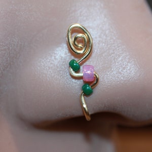 Nose Cuffs, Beaded Snake Nose Cuff,  Adjustable Pierceless, Nose Rings, No Piercing Nose Ring, Nose Jewelry,