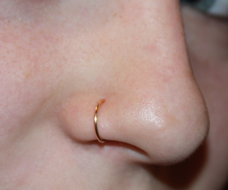 14k Gold Filled Fake Nose Ring, Clip On Nose Ring, Faux Nose Ring, Hoop Earring Custom Nose Ring, Cartilage Ring, Piercings, Punk Nose Rings image 1