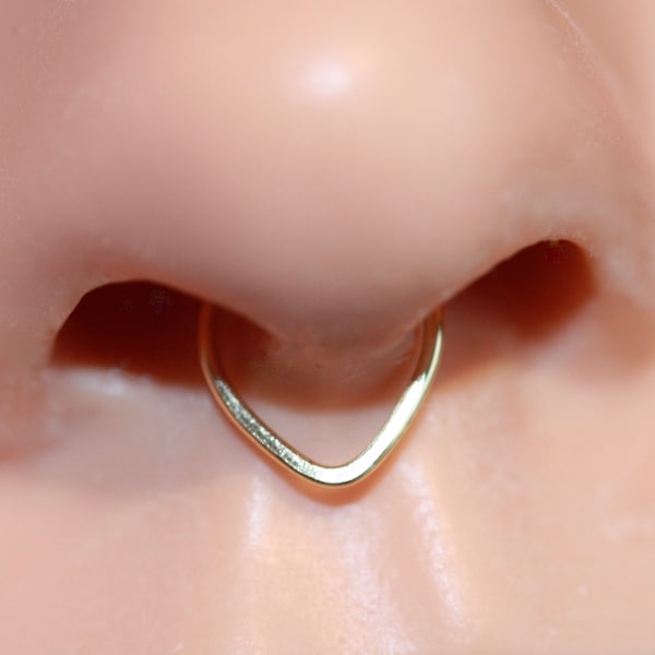 Septum Fake Nose Ring - Gold or Silver - V-Shaped pierce-less Jewelry Faux piercing - Clip On Nose Ring