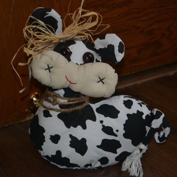 Brown Eyed Cow Country Rustic Shelf Sitter Door Stop Novelty Whimsical Print Animal Farm Doorstop