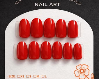 Classic Glossy Red Press On Nails