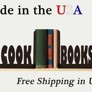 Cook Books Bookends, Kitchen Decor, Metal Art, Book Ends, Book Shelf, Recipe Books, Library, Home Decor, Free USA Shipping, BE1004