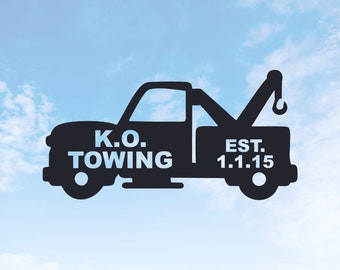 Large Customized Tow Truck Sign, Large Tow Truck, Wedding Gift, Truck Decor, Metal Sign, Established Date, Business Sign, Towing, S1069