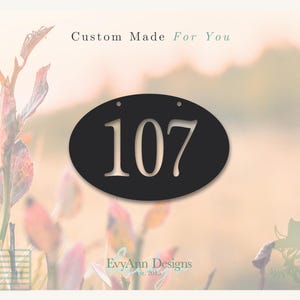 Custom Metal Oval Address Plaque – Hanging House Number Sign, Personalized Outdoor Steel Address Marker, Rustic Home Decor | HN1122