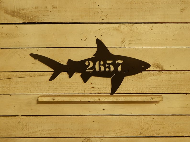 Shark Horizontal House Number Shark Modern Address Plaque Etsy