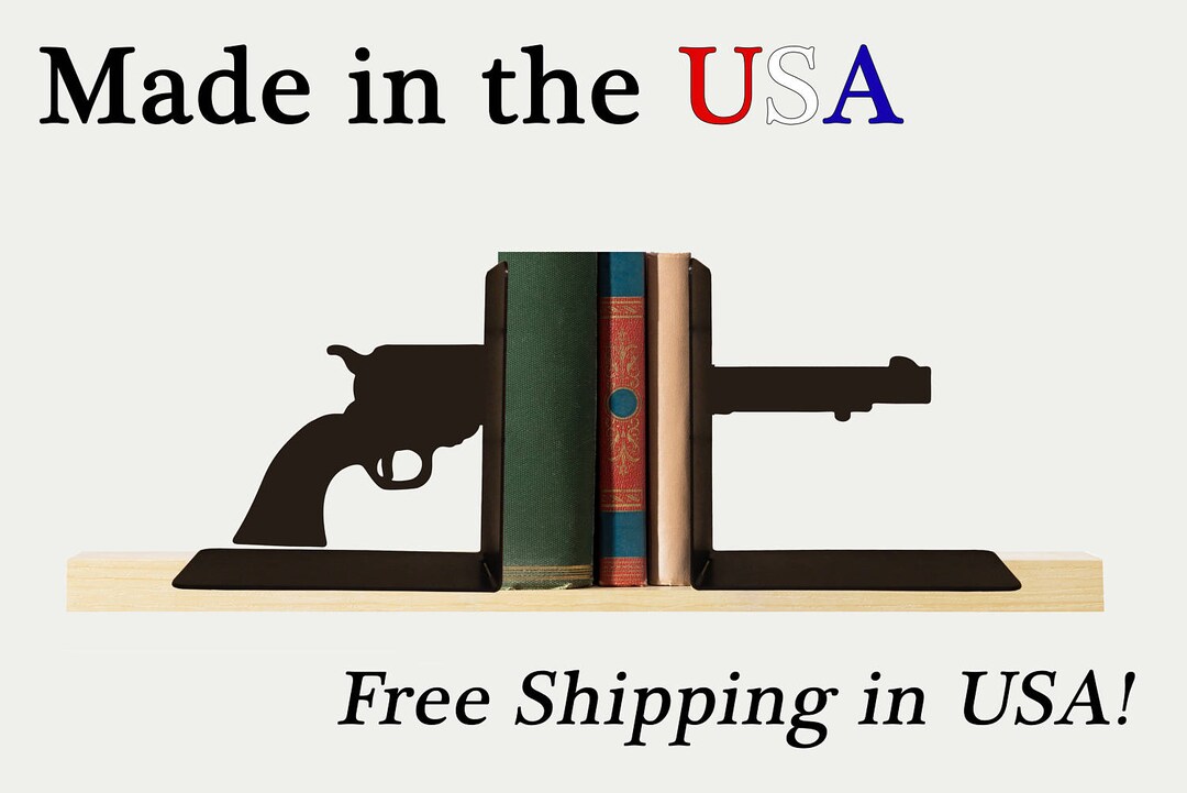 Pistol Bookends, Firearm Decor, Gun Art, Metal Art, Book Shelf, Man Cave Decor, Library, Home