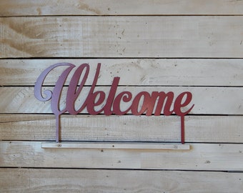 Welcome Metal Sign, Metal Art, Entrance Sign, Metal Sign, Sign, Indoor Sign, Outdoor Sign, Lawn Decor, Garden Decor, Driveway, Entry, W1022