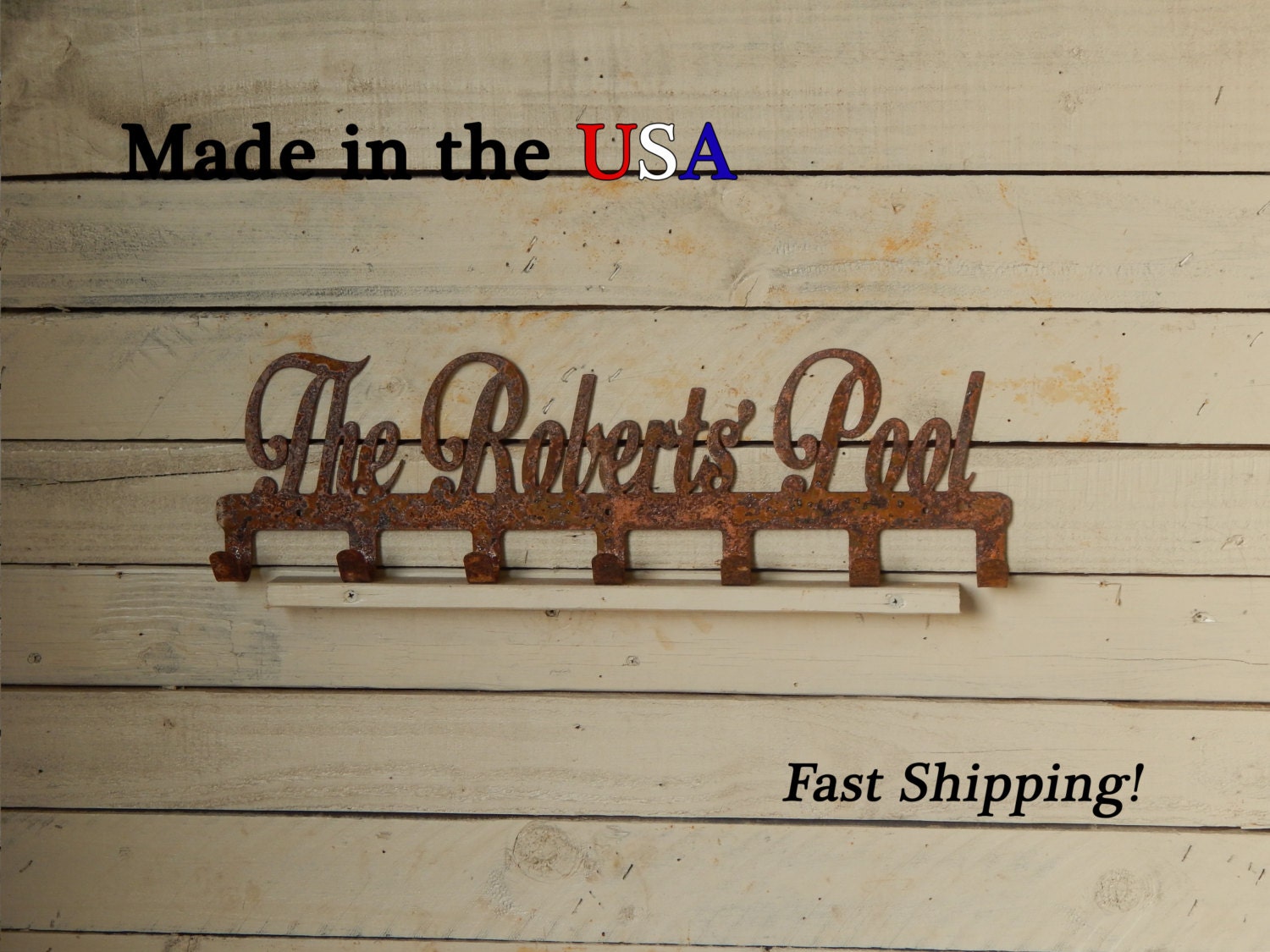 Last Name Pool Towel Rack, Leash Rack, Key Hooks, Towel Rack, Decor, …