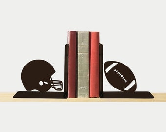 Football and Helmet  Bookends, Sports Decor, Metal Art, Book Ends, Book Shelf, Kids Room Decor, Library Decor, Free USA Shipping, BE1043