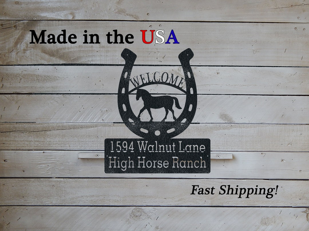Horseshoe Front Door Address Sign Horse and Address Plaque Etsy