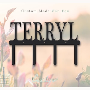 Custom Name Metal Hook Rack: Rustic Nursery Decor, Handmade in Tennessee