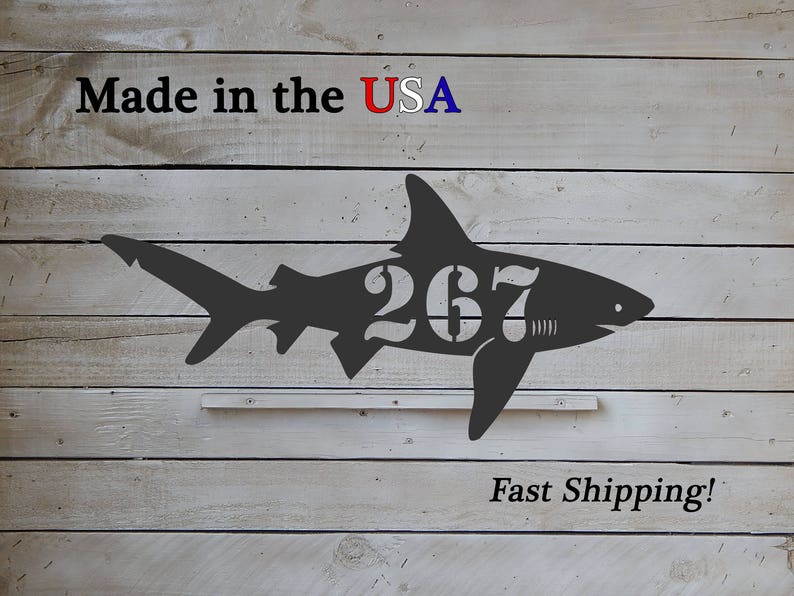 Shark Horizontal House Number Shark Modern Address Plaque Etsy