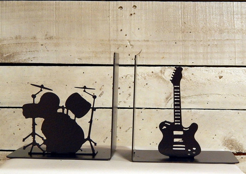 Rock Band Bookends Music Decor Guitar Art Metal Art Book Etsy