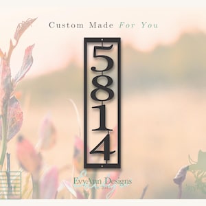 Custom Vertical House Number Sign: Modern Metal Address Plaque