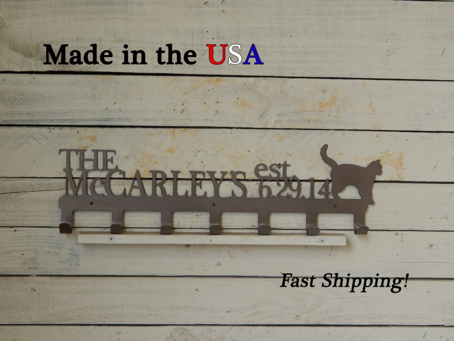 Cat Coat Rack With Last Name Cat Decor Mudroom Coat Hook Etsy