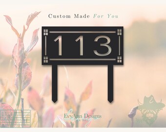 Custom Metal House Number Stake – Vertical Address Sign, Outdoor Home Decor HN1111
