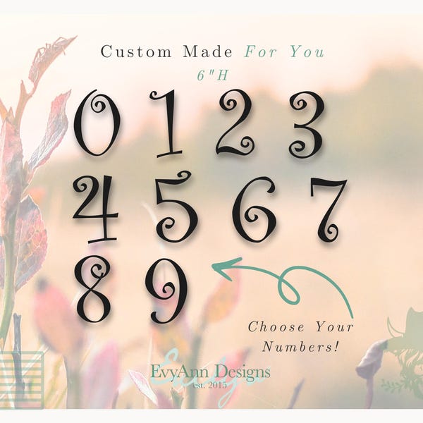 Número de dirección de metal de 6" con acabado martillado, decoración para interiores y exteriores F1003