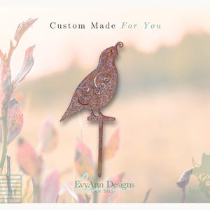 Rusted Metal Quail Yard Art – Rustic Garden Bird Decor | Outdoor Metal Quail Silhouette | Country Farm Lawn Ornament | RA1007