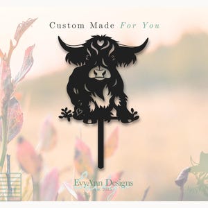 Highland Cow Garden Stake: Metal Farmhouse Decor, Handmade in Tennessee
