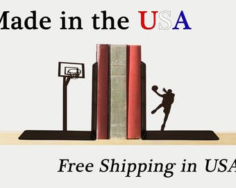 Basketball Bookends, B-BallDecor, Book Ends, Book Sports Decor, Library Decor, Man Cave Decor Free USA Shipping, BE1052