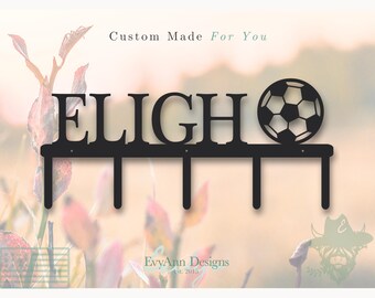 Personalized Metal Soccer Ball Coat Rack – Handmade Sports Decor CR1110
