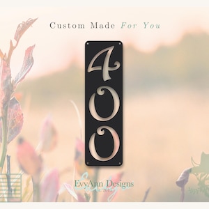 Custom Vertical Metal Address Sign – Modern House Number Plaque, Steel Yard Marker, Personalized Outdoor Home Sign | HN1023