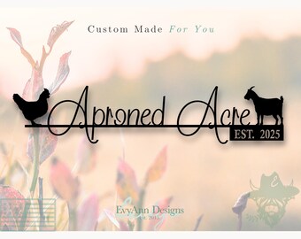 Custom Metal Farm Sign – Chicken & Goat Silhouette, Barn Decor S1149