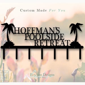 Metal Palm Tree Towel Rack – Personalized Beach House Hooks | Coastal Wall Decor | Tropical Bathroom Rack | CR1046