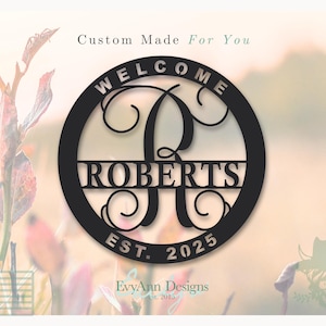 20&quot; Round Metal Welcome Sign – Rustic Door Hanger | Front Porch Decor | Custom Metal Wall Art | Outdoor Welcome Sign | DS1049