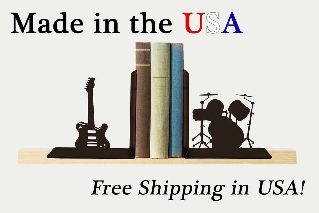 Rock Band Bookends, Music Decor, Guitar Art, Metal Art, Book Shelf, Man